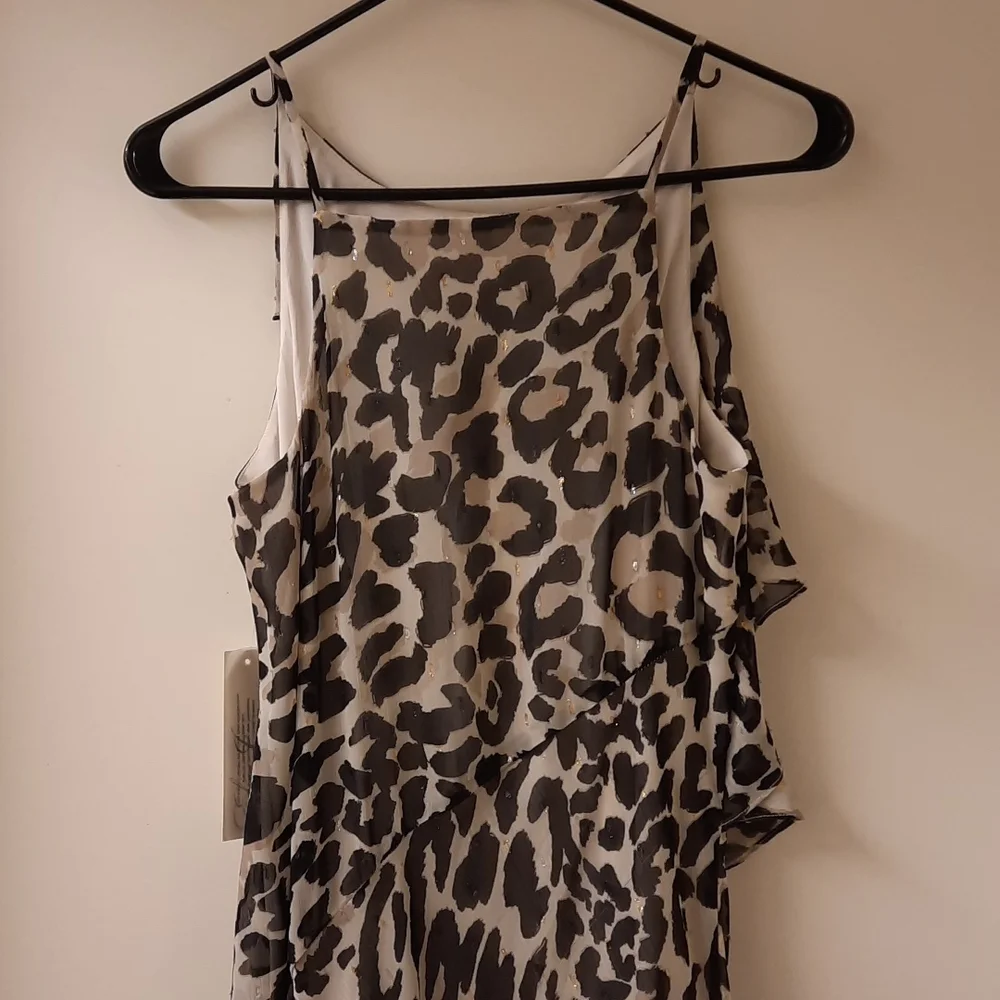 NWT, Eliza J Leopard Print Tiered Chiffon Dress - Picture 9 of 17